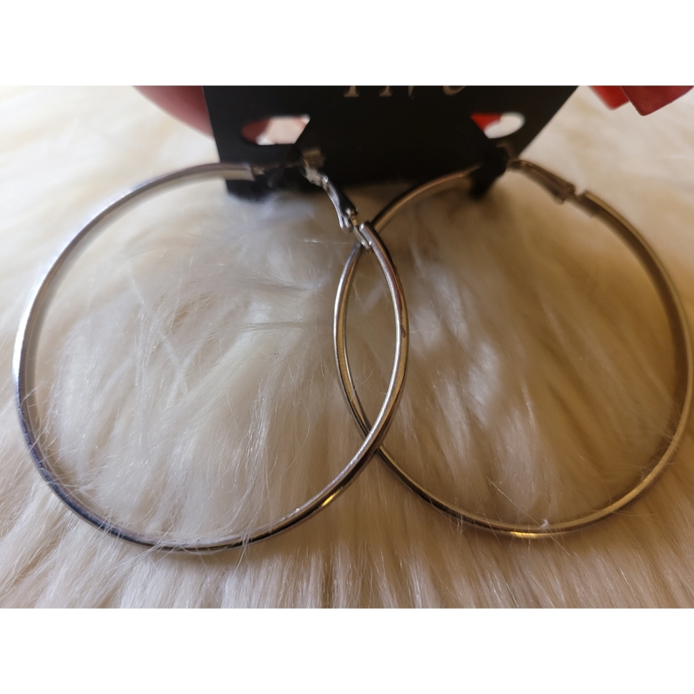 INC International Concepts Large 2-1/4" Silver-Tone Flat Hoop Earrings | Macy's